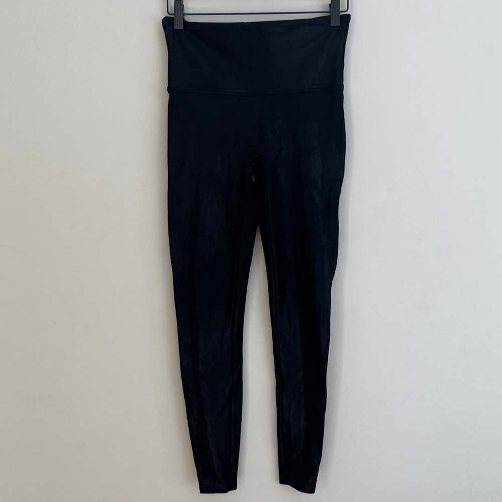 Spanx Faux Leather Leggings | Size L | Black | Fray